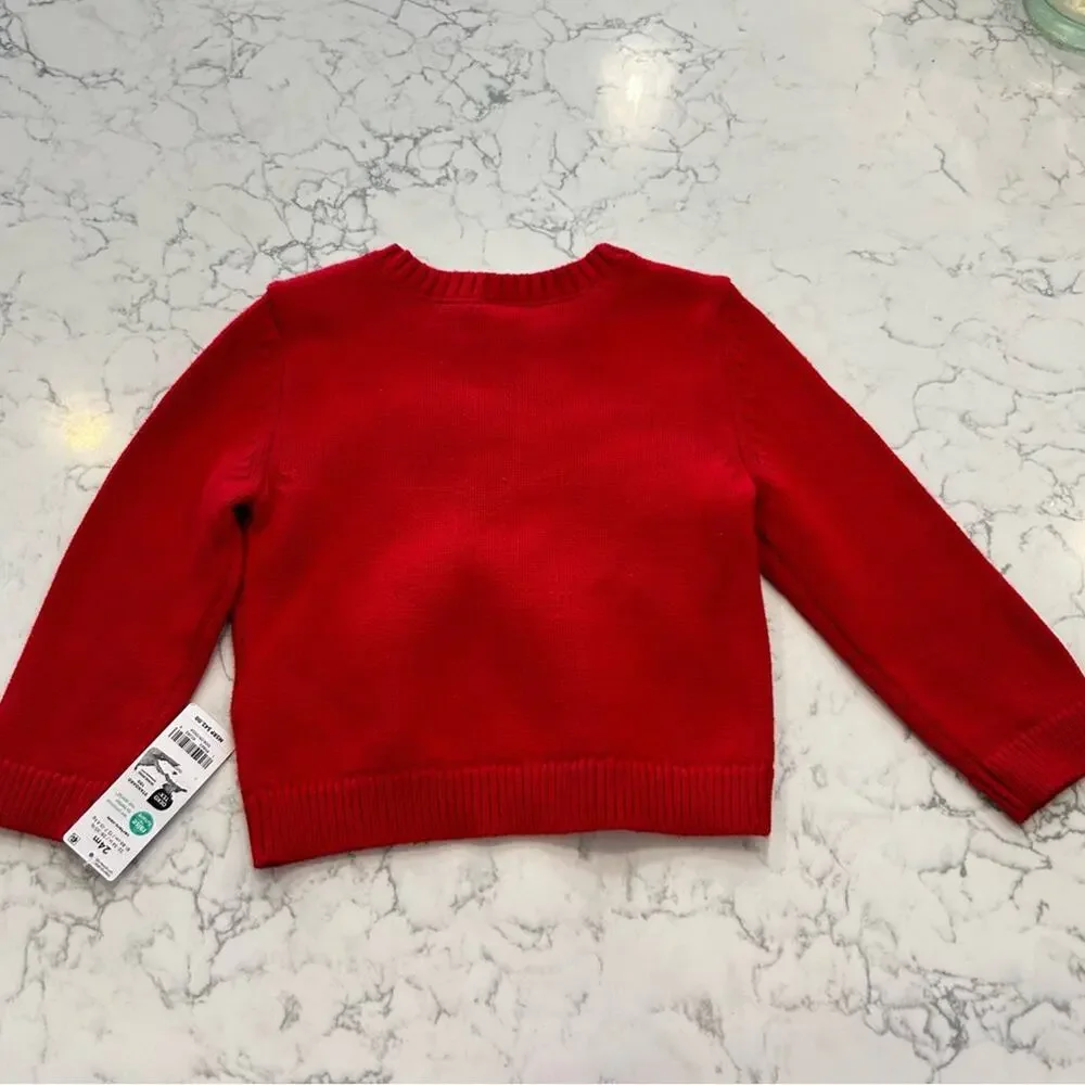 NWT Carters Fuzzy Heart Red‎ & Pink Crewneck Toddler Sweater Size 24 Months